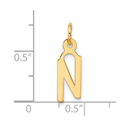 10K Yellow Gold Large Slanted Block Initial N Charm