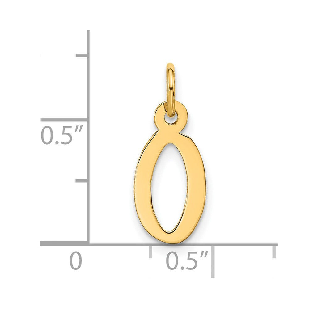 10K Yellow Gold Large Slanted Block Initial O Charm