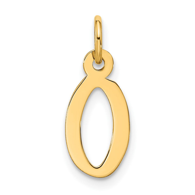 10K Yellow Gold Large Slanted Block Initial O Charm