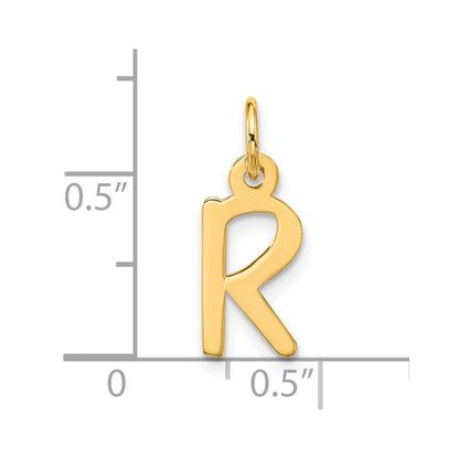 10K Yellow Gold Large Slanted Block Initial R Charm