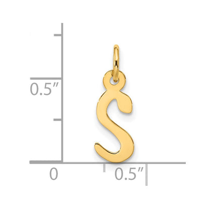10K Yellow Gold Large Slanted Block Initial S Charm