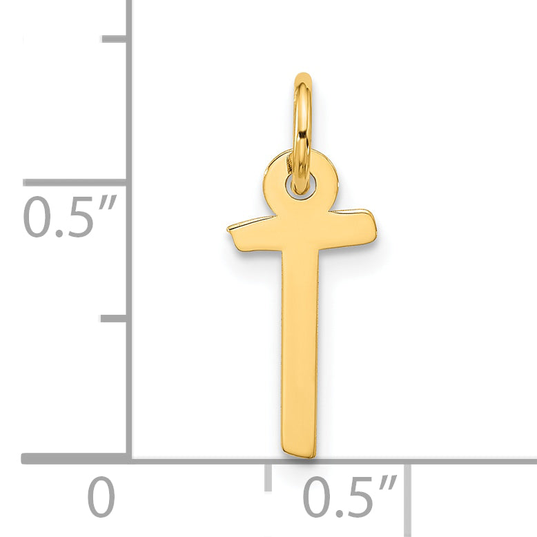 10K Yellow Gold Large Slanted Block Initial T Charm