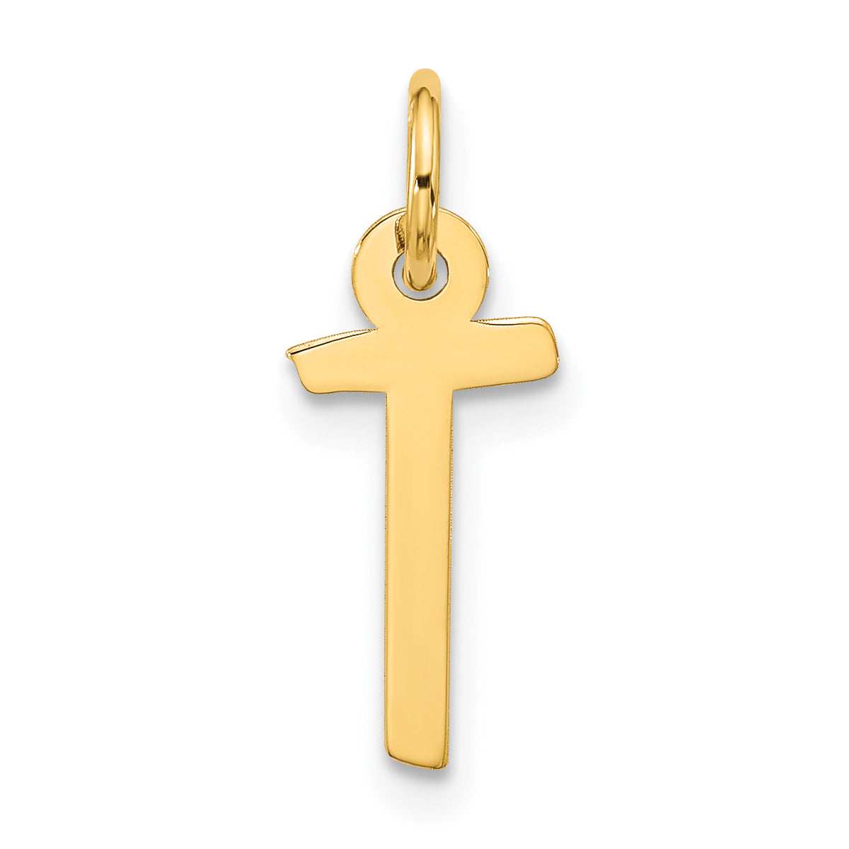 10K Yellow Gold Large Slanted Block Initial T Charm