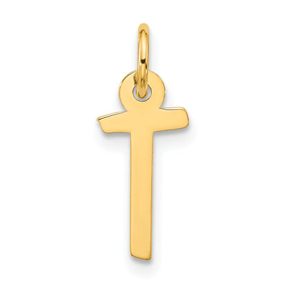 10K Yellow Gold Large Slanted Block Initial T Charm