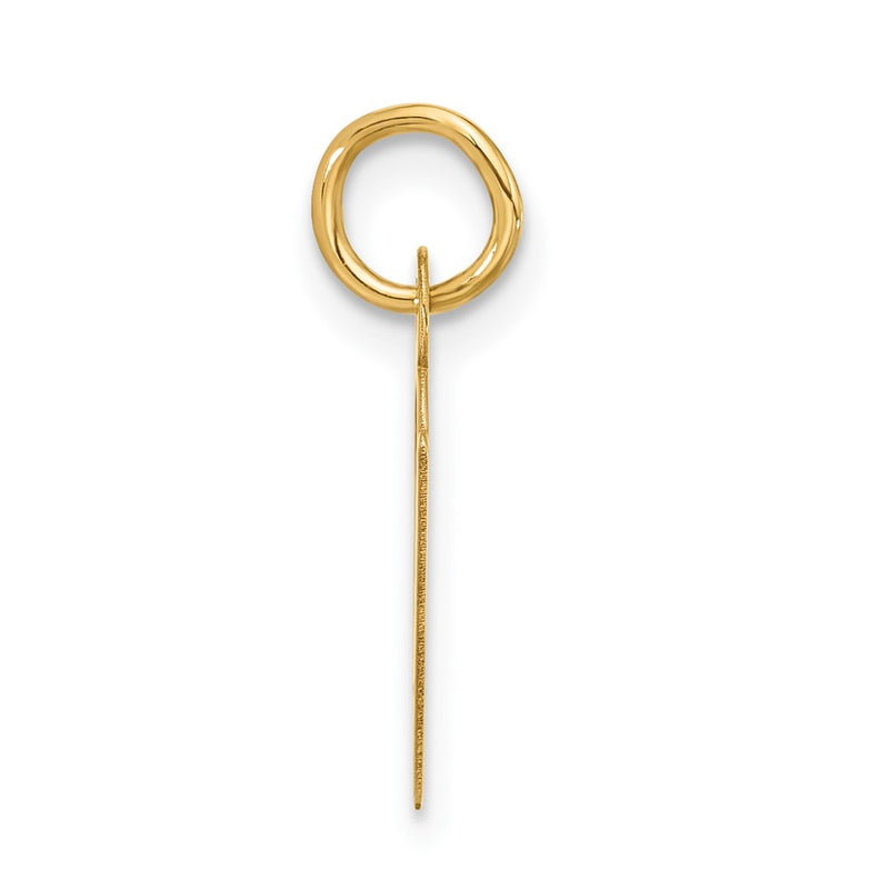 10K Yellow Gold Large Slanted Block Initial V Charm