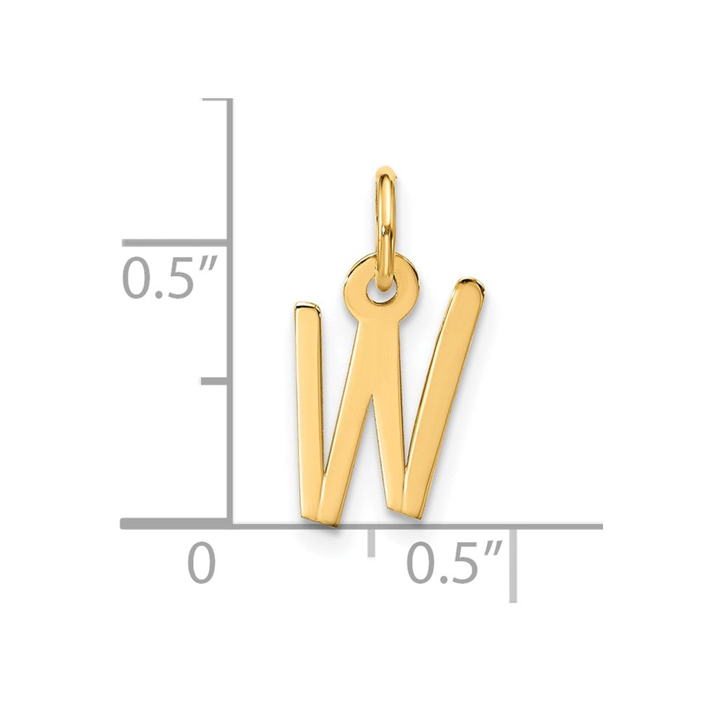 10K Yellow Gold Large Slanted Block Initial W Charm