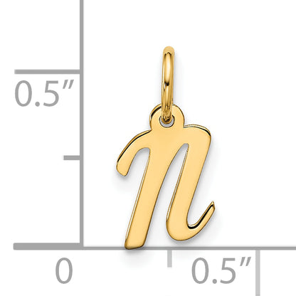 10K Yellow Gold Small Script Initial N Charm