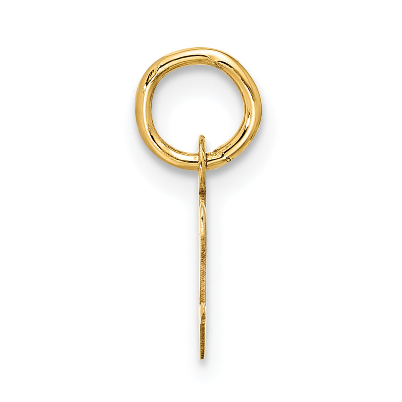 10K Yellow Gold Small Script Initial V Charm