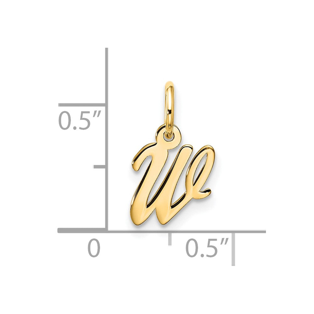 10K Yellow Gold Small Script Initial W Charm