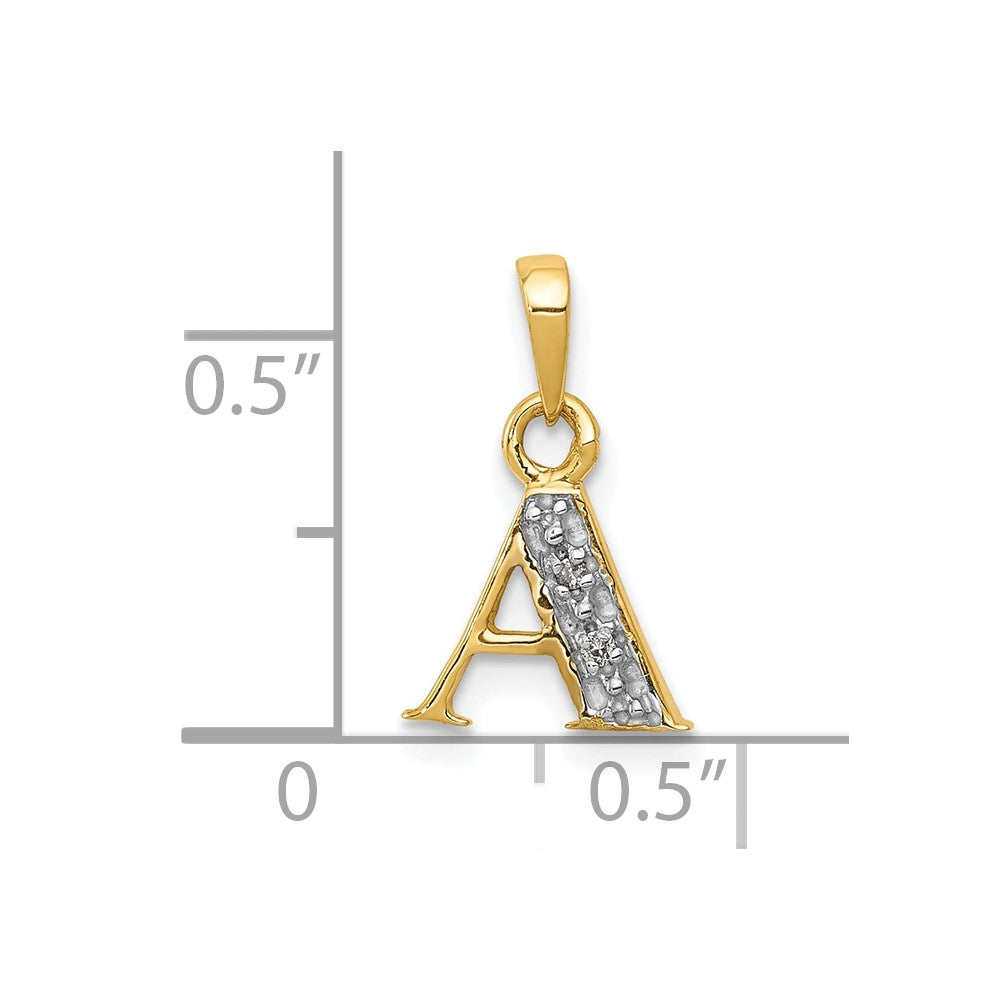 10K Yellow W/Rhodium 10K And Rhodium Diamond Initial A Pendant