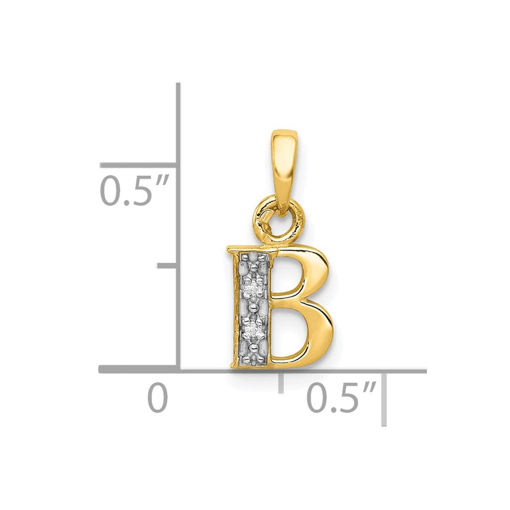 10K Yellow W/Rhodium 10K And Rhodium Diamond Initial B Pendant
