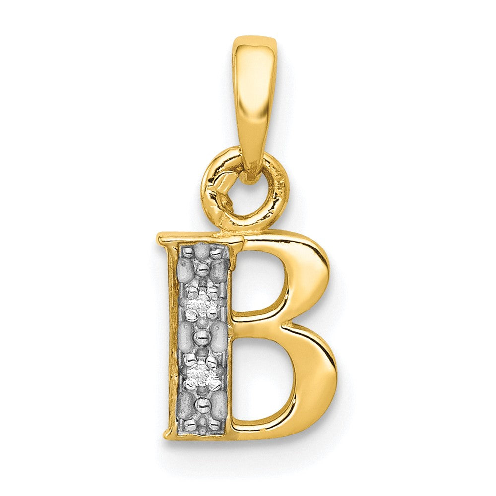 10K Yellow W/Rhodium 10K And Rhodium Diamond Initial B Pendant