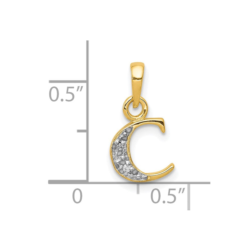 10K Yellow W/Rhodium 10K And Rhodium Diamond Initial C Pendant
