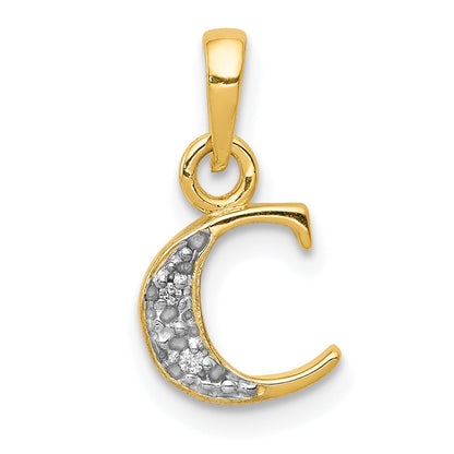 10K Yellow W/Rhodium 10K And Rhodium Diamond Initial C Pendant