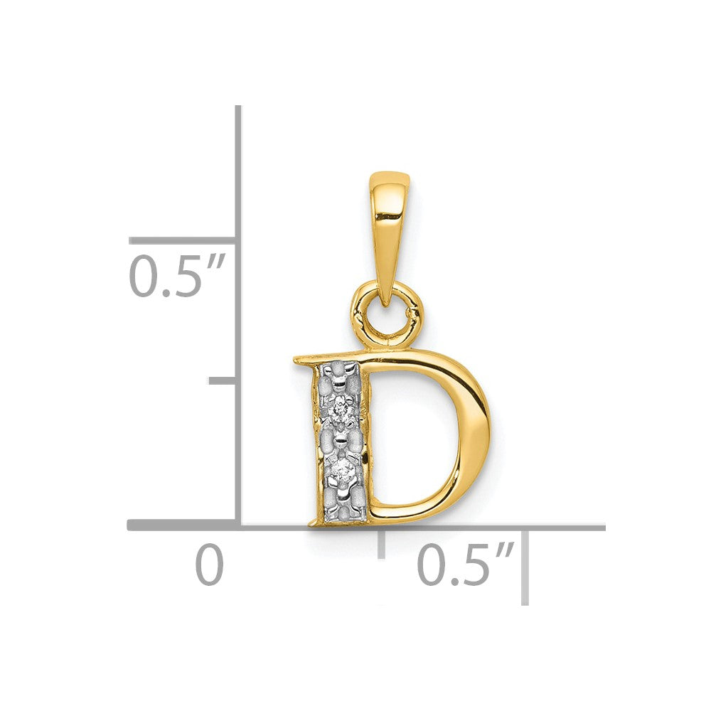 10K Yellow W/Rhodium 10K And Rhodium Diamond Initial D Pendant