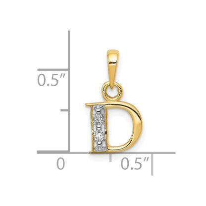 10K Yellow W/Rhodium 10K And Rhodium Diamond Initial D Pendant