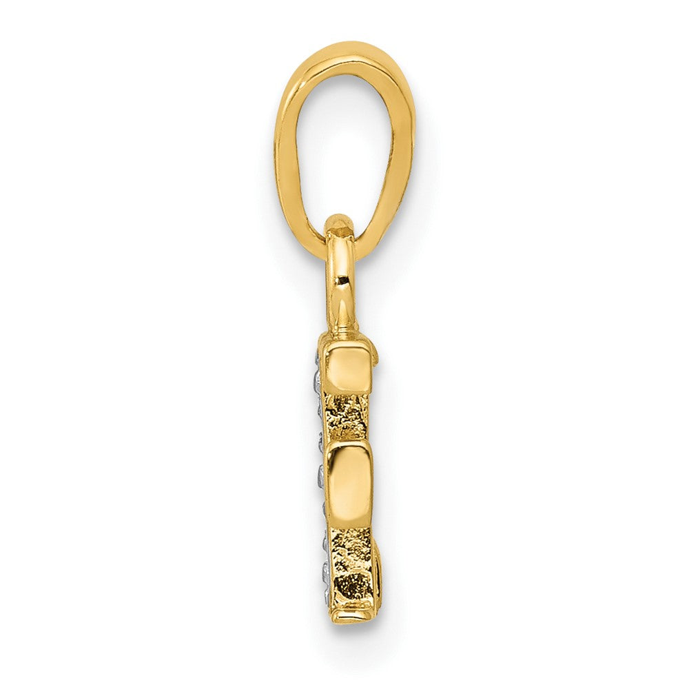 10K Yellow W/Rhodium 10K And Rhodium Diamond Initial F Charm