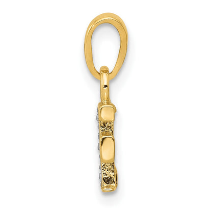 10K Yellow W/Rhodium 10K And Rhodium Diamond Initial F Charm