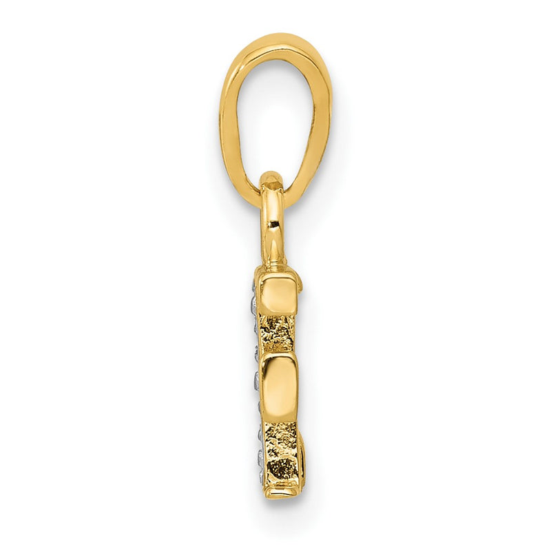 10K Yellow W/Rhodium 10K And Rhodium Diamond Initial F Charm