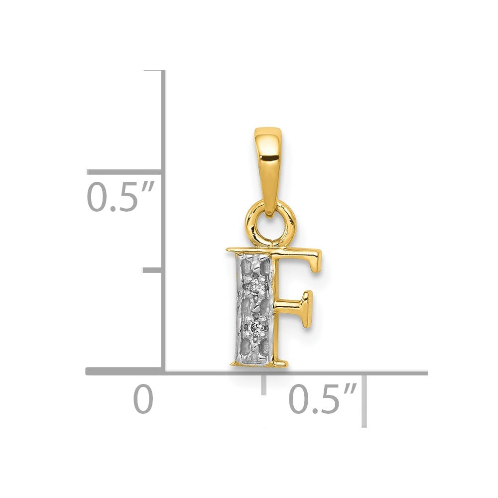 10K Yellow W/Rhodium 10K And Rhodium Diamond Initial F Charm