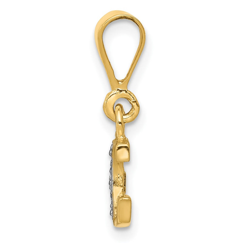 10K Yellow W/Rhodium 10K And Rhodium Diamond Initial G Charm