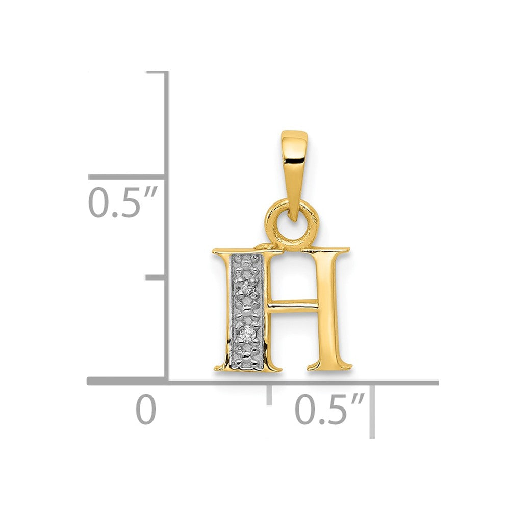 10K Yellow W/Rhodium 10K And Rhodium Diamond Initial H Charm