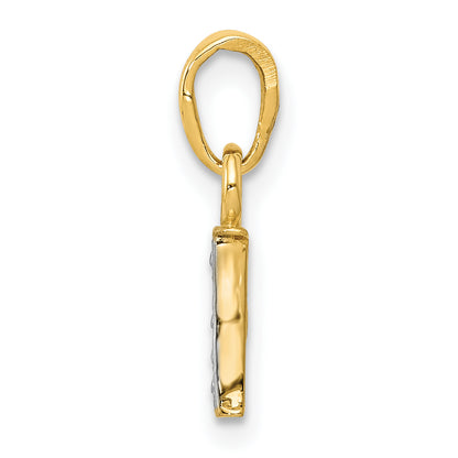 10K Yellow W/Rhodium 10K And Rhodium Diamond Initial I Charm
