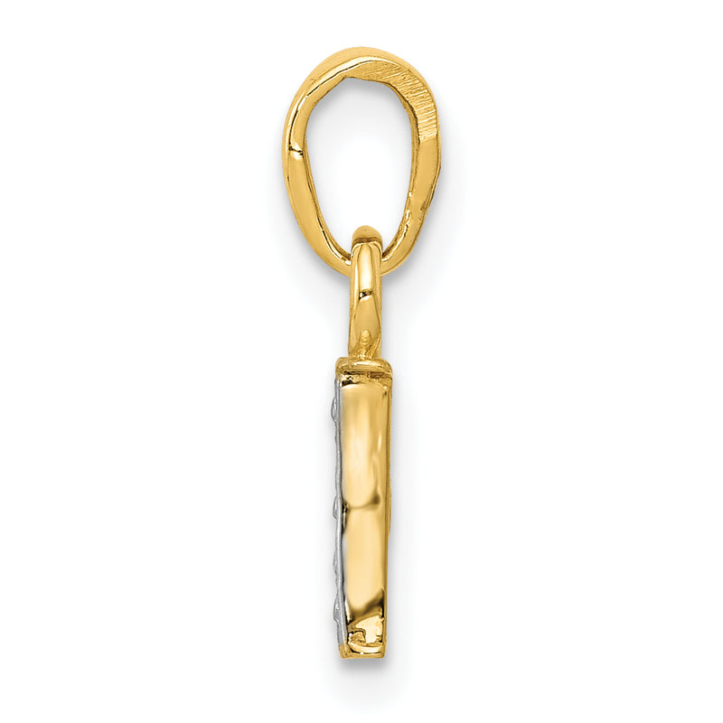 10K Yellow W/Rhodium 10K And Rhodium Diamond Initial I Charm