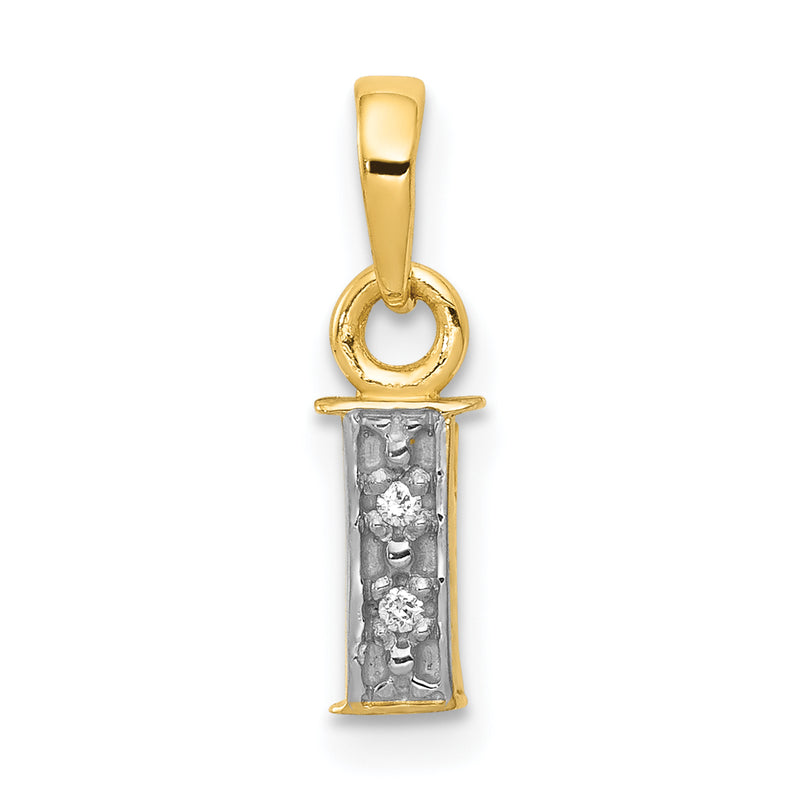 10K Yellow W/Rhodium 10K And Rhodium Diamond Initial I Charm