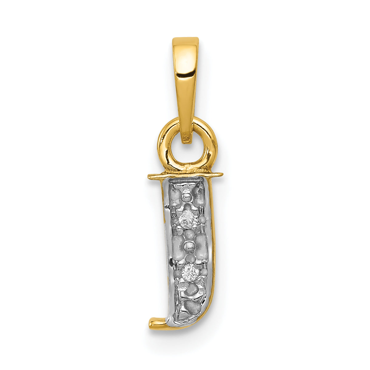 10K Yellow W/Rhodium 10K And Rhodium Diamond Initial J Charm