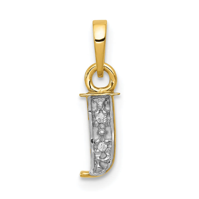10K Yellow W/Rhodium 10K And Rhodium Diamond Initial J Charm