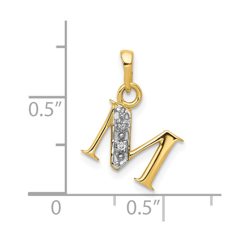 10K Yellow W/Rhodium 10K And Rhodium Diamond Initial M Charm