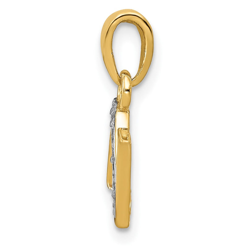 10K Yellow W/Rhodium 10K And Rhodium Diamond Initial N Charm