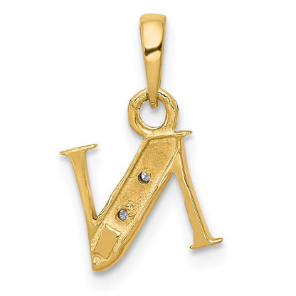 10K Yellow W/Rhodium 10K And Rhodium Diamond Initial N Charm