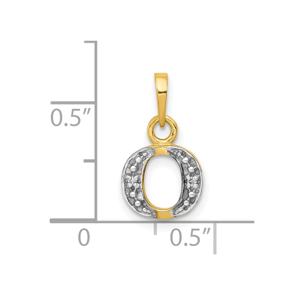 10K Yellow W/Rhodium 10K And Rhodium Diamond Initial O Charm