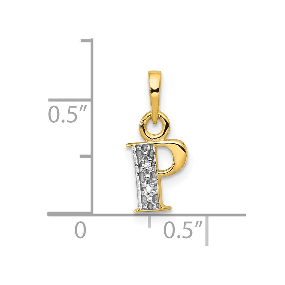 10K Yellow W/Rhodium 10K And Rhodium Diamond Initial P Charm
