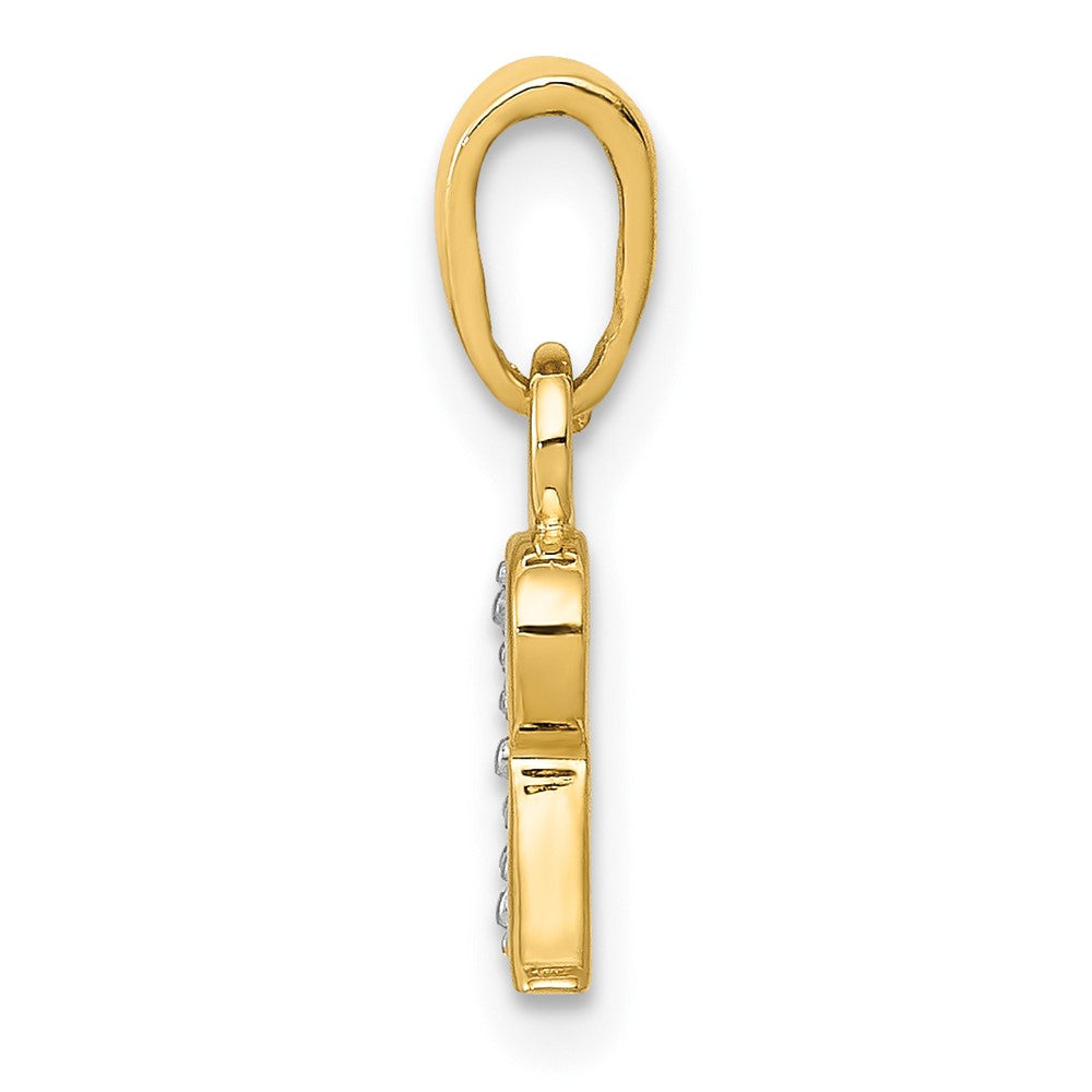 10K Yellow W/Rhodium 10K And Rhodium Diamond Initial R Charm