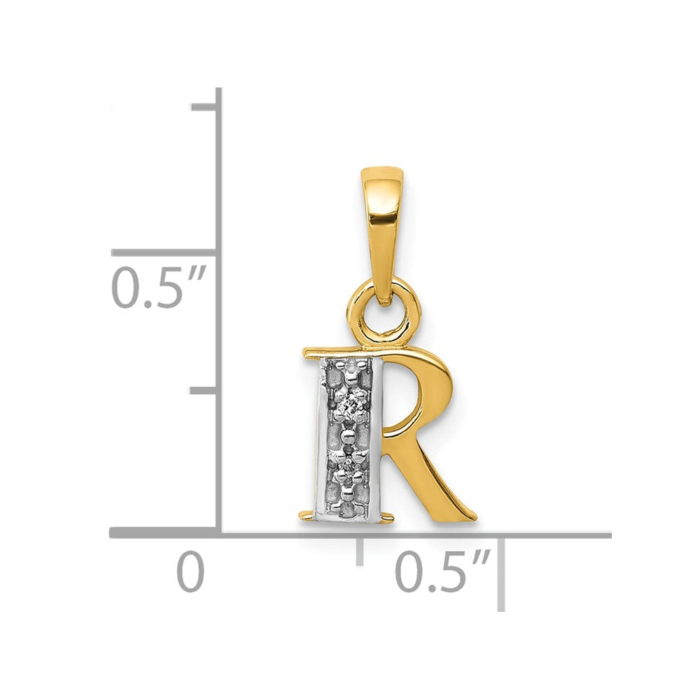 10K Yellow W/Rhodium 10K And Rhodium Diamond Initial R Charm