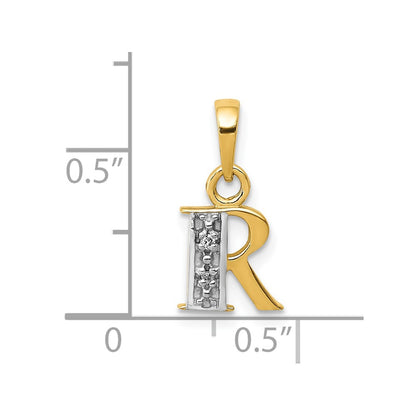 10K Yellow W/Rhodium 10K And Rhodium Diamond Initial R Charm