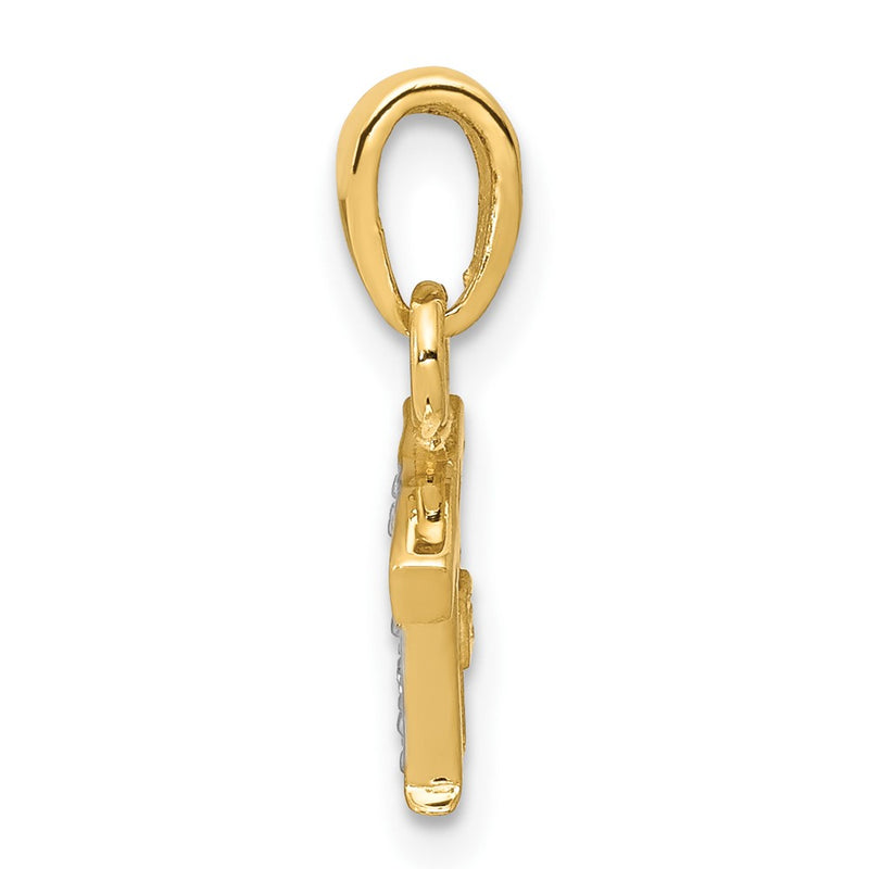 10K Yellow W/Rhodium 10K And Rhodium Diamond Initial T Charm