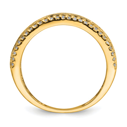 10K Yellow Gold Tiara Collection Polished Cz Ring (Size 7 Only)
