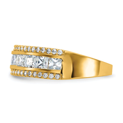 10K Yellow Gold Tiara Collection Polished Cz Ring (Size 7 Only)