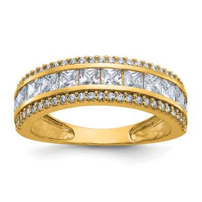 10K Yellow Gold Tiara Collection Polished Cz Ring (Size 7 Only)