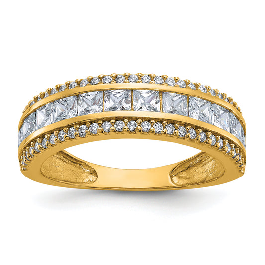 10K Yellow Gold Tiara Collection Polished Cz Ring (Size 7 Only)