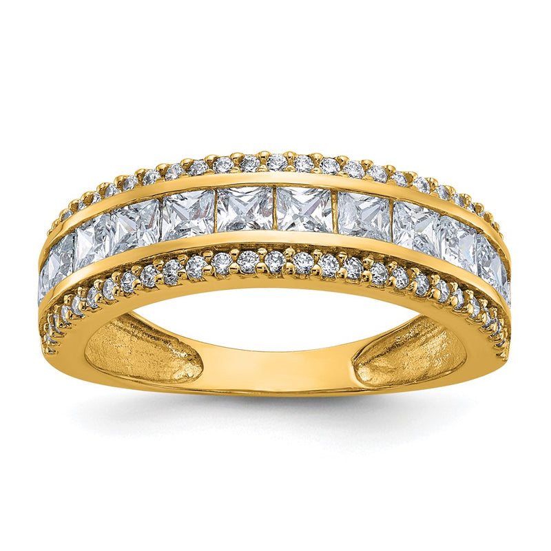 10K Yellow Gold Tiara Collection Polished Cz Ring (Size 7 Only)