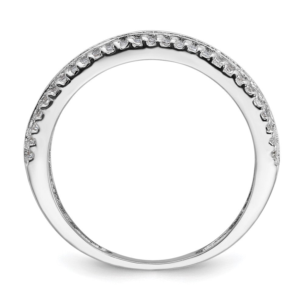 10K White Gold Tiara Collection Polished Cz Ring