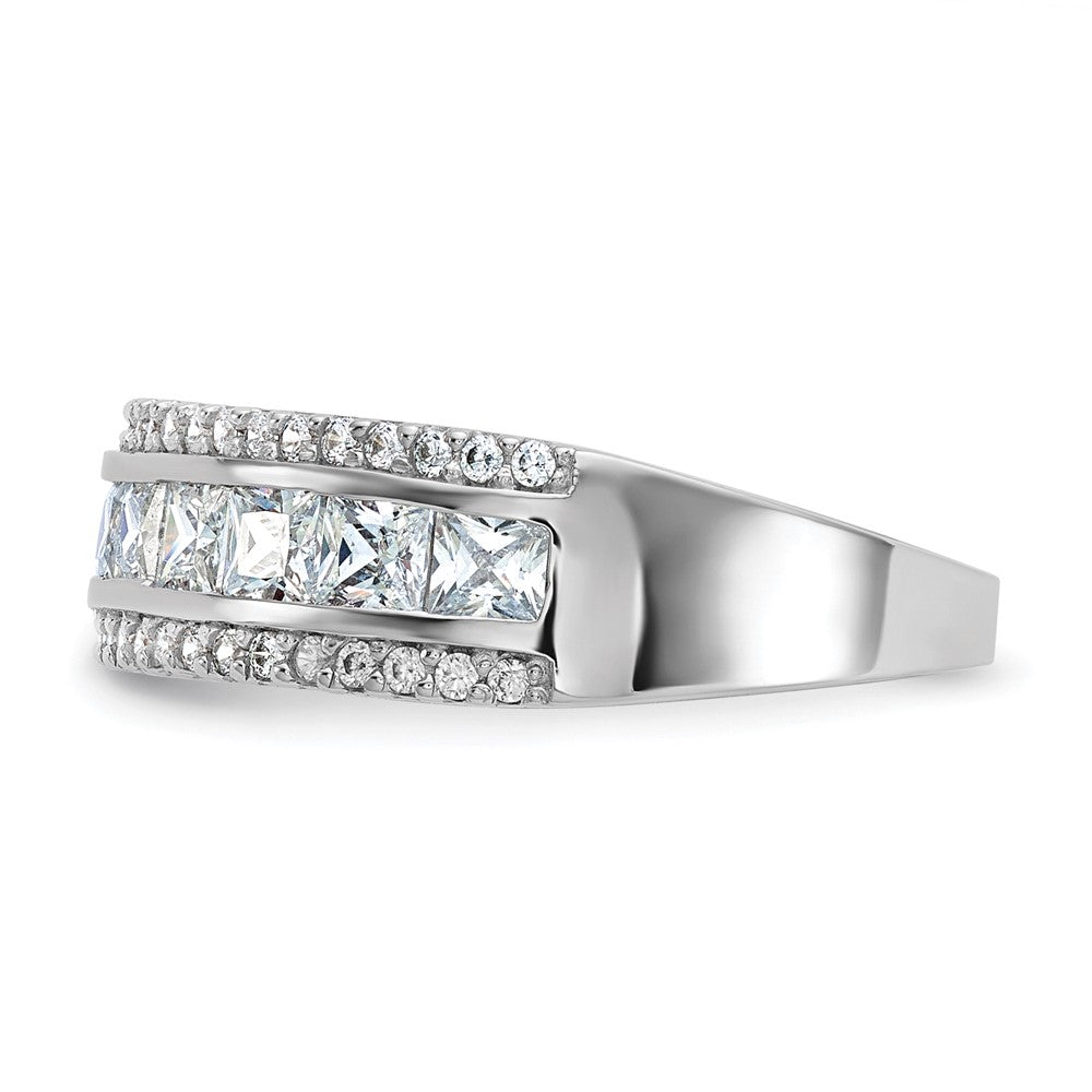 10K White Gold Tiara Collection Polished Cz Ring