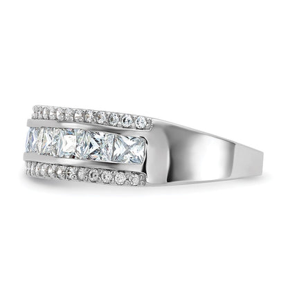 10K White Gold Tiara Collection Polished Cz Ring