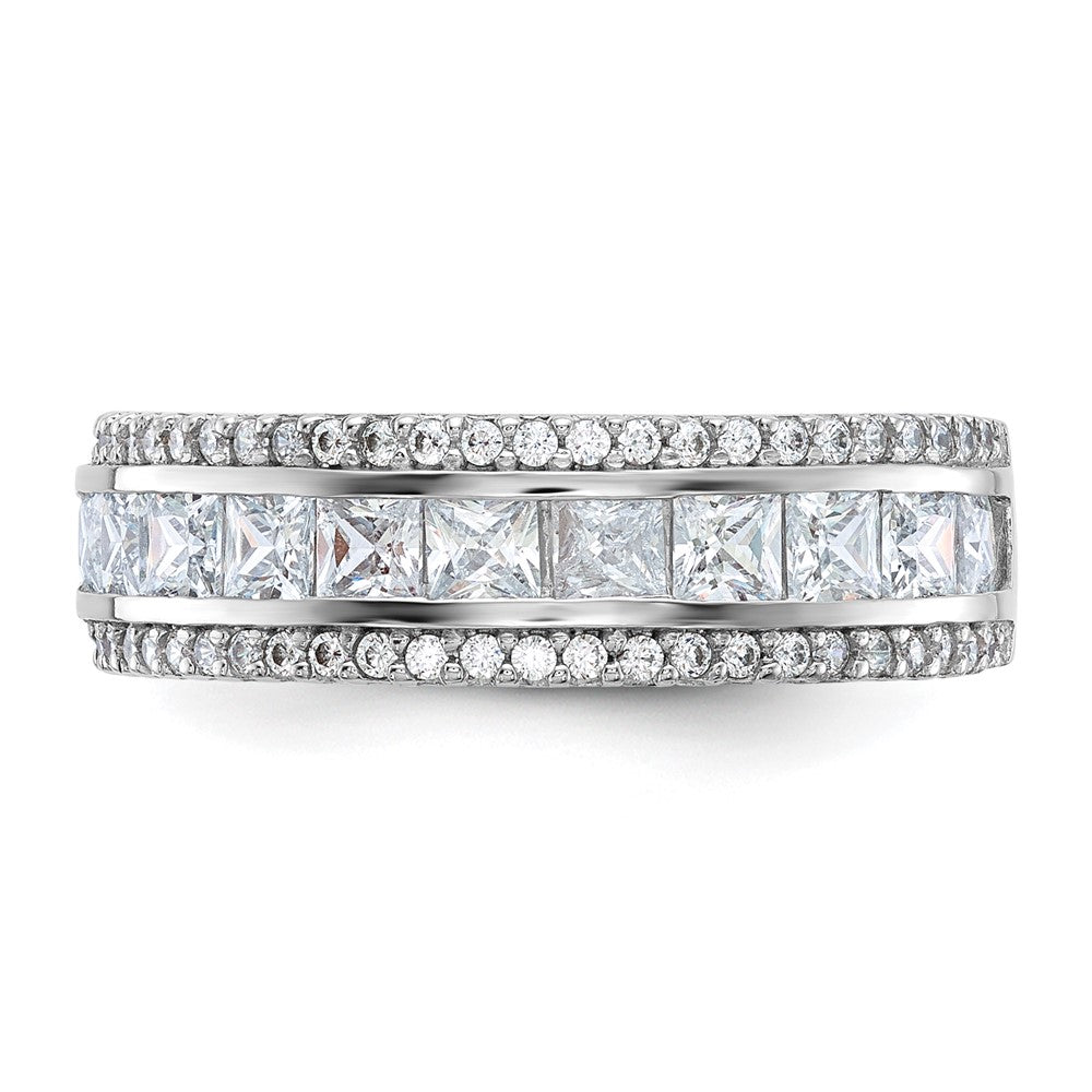 10K White Gold Tiara Collection Polished Cz Ring