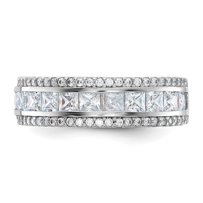 10K White Gold Tiara Collection Polished Cz Ring
